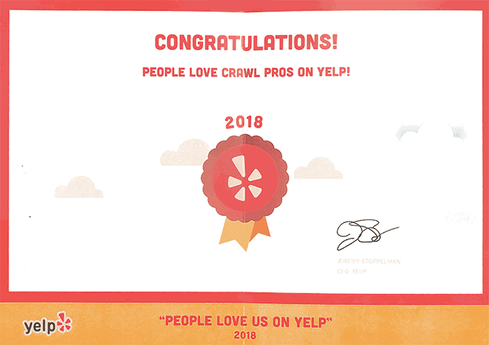 2018 Yelp! award for "People Love Us On Yelp"