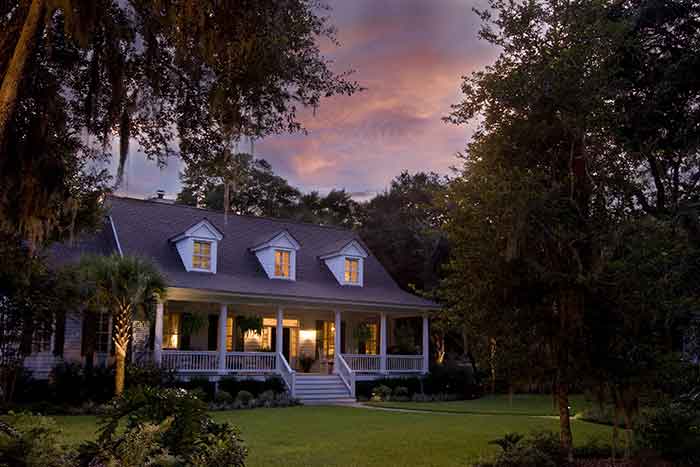 Single-family home at sunset
