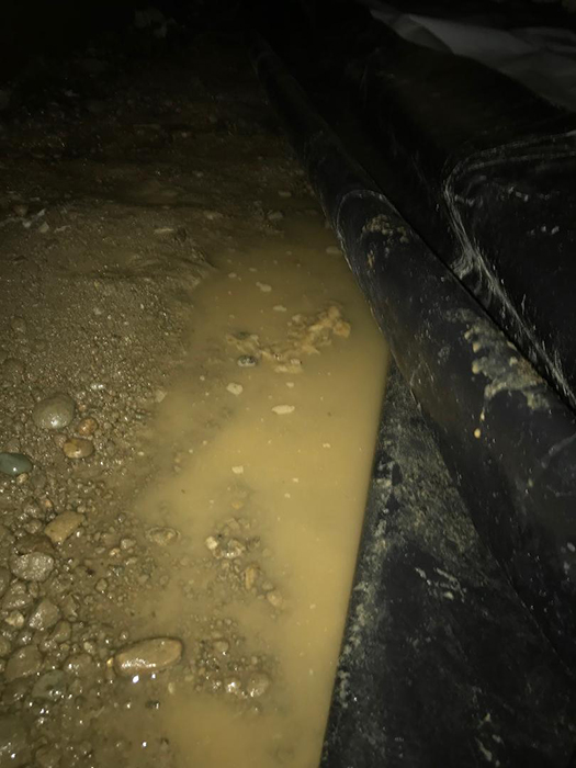 Water damage in a crawl space