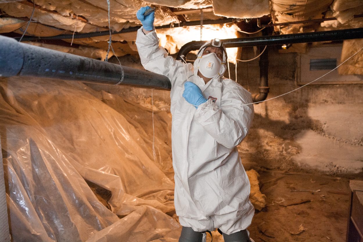 Crawl Pros professional installing crawl space insulation installation in Arlington